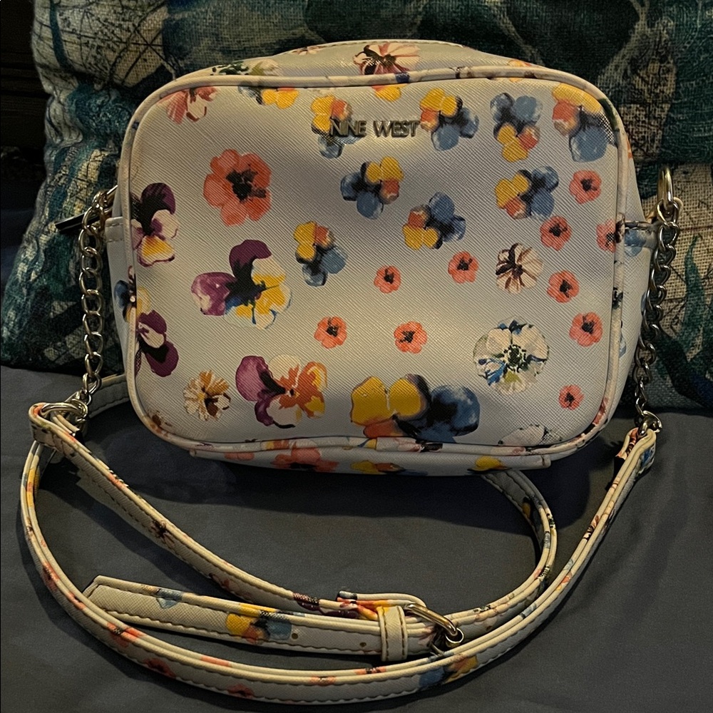 Nine West Floral Crossbody Bag - Baby blue and Multicolor